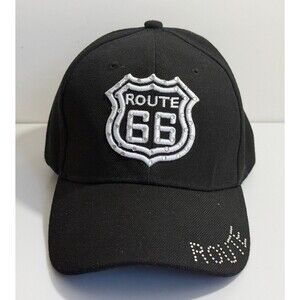 Route US 66 Hat Adult Embroidered Baseball‎ Cap Gray Black Adjustable